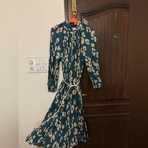 Zimmermann Green Long Sleeve with Mandarin Collar Animal Print Cheetah